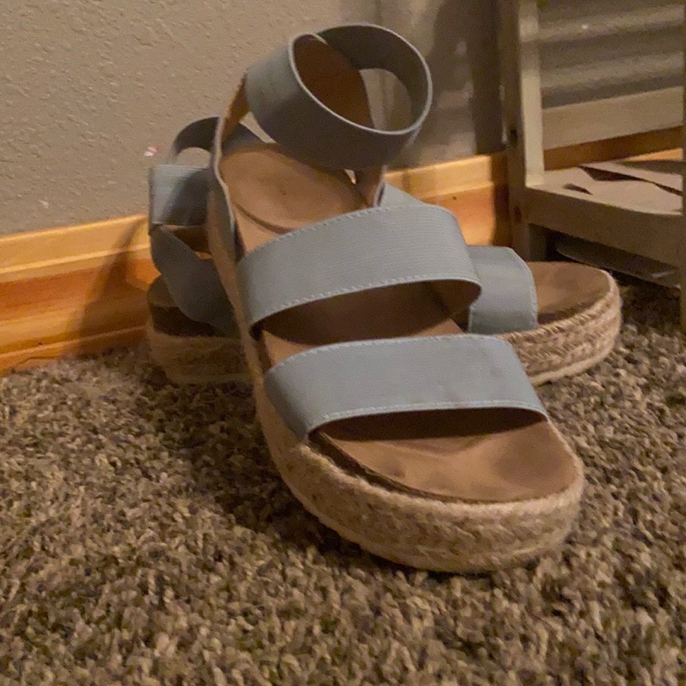 Worn a couple times blue slip bonds with heel